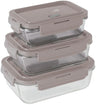 BerlingerHaus Tarros de Conservación de Vidrio Taupe - 3 piezas - 570 ml, 840 ml y 1.18 Litros