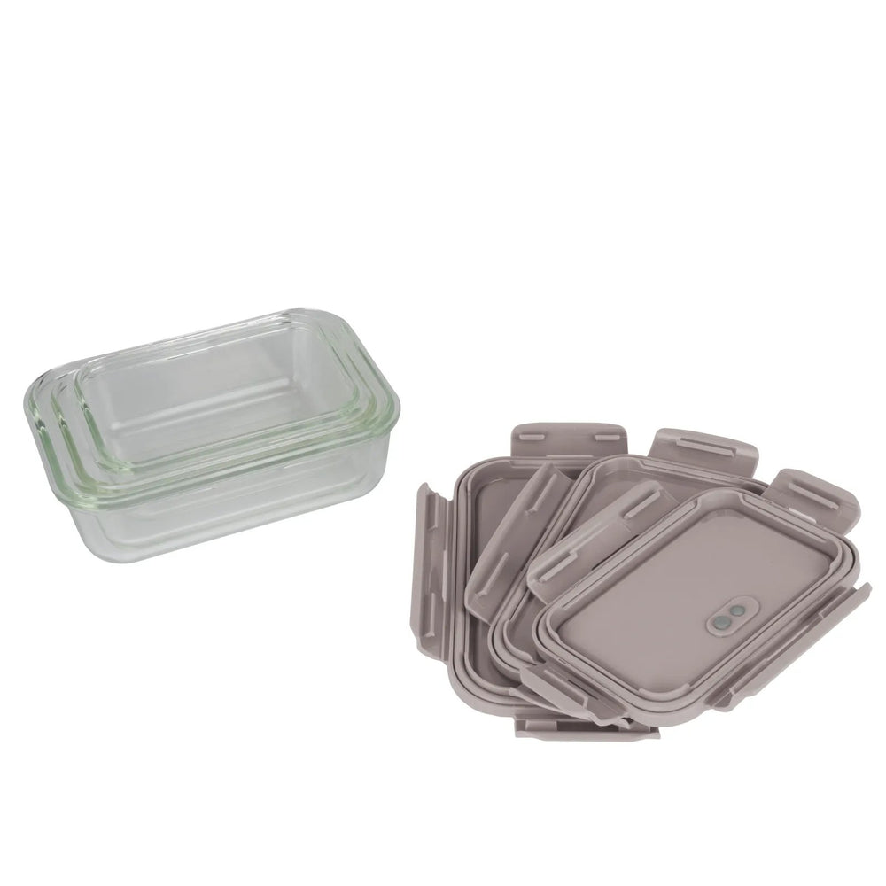 BerlingerHaus Glass Food Storage Containers Taupe - 3-piece - 570 ml, 840 ml & 1.18 Liter