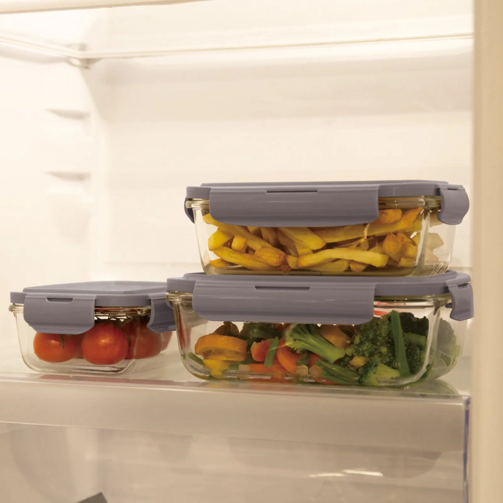 BerlingerHaus Glass Food Storage Containers Taupe - 3-piece - 570 ml, 840 ml & 1.18 Liter