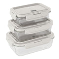BerlingerHaus Glass Food Storage Containers Matte Cream - 3-piece - 570 ml, 840 ml & 1.18 Liter