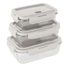 BerlingerHaus Glass Food Storage Containers Matte Cream - 3-piece - 570 ml, 840 ml & 1.18 Liter