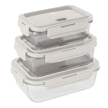 BerlingerHaus Glass Food Storage Containers Matte Cream - 3-piece - 570 ml, 840 ml & 1.18 Liter