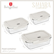 BerlingerHaus Glass Food Storage Containers Matte Cream - 3-piece - 570 ml, 840 ml & 1.18 Liter
