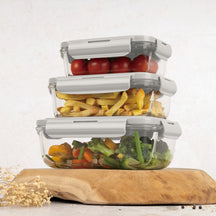 BerlingerHaus Glass Food Storage Containers Matte Cream - 3-piece - 570 ml, 840 ml & 1.18 Liter