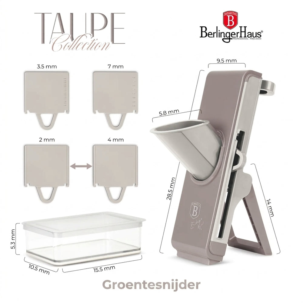 BerlingerHaus Mandoline / Vegetable Slicer Taupe - with Collection Tray