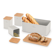 BerlingerHaus Bread Box / Bread Container with Storage Canisters Matte Cream - 4-piece