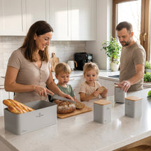 BerlingerHaus Bread Box / Bread Container with Storage Canisters Matte Cream - 4-piece