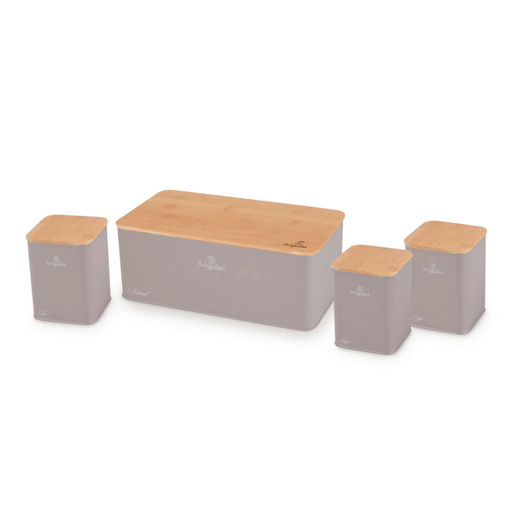 BerlingerHaus Panera con Botes de Almacenamiento Taupe - 4 piezas