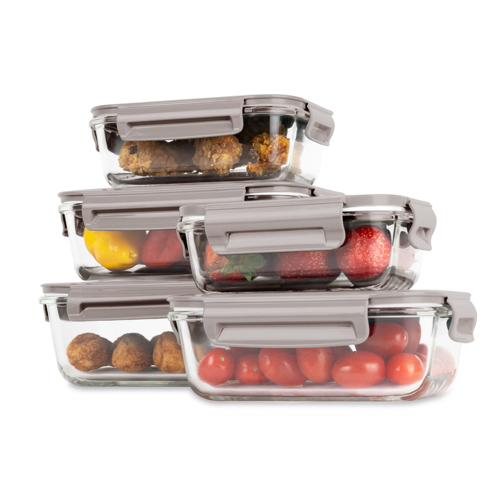 BerlingerHaus Glass Food Storage Containers Taupe - 5-piece