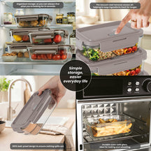 BerlingerHaus Glass Food Storage Containers Taupe - 5-piece