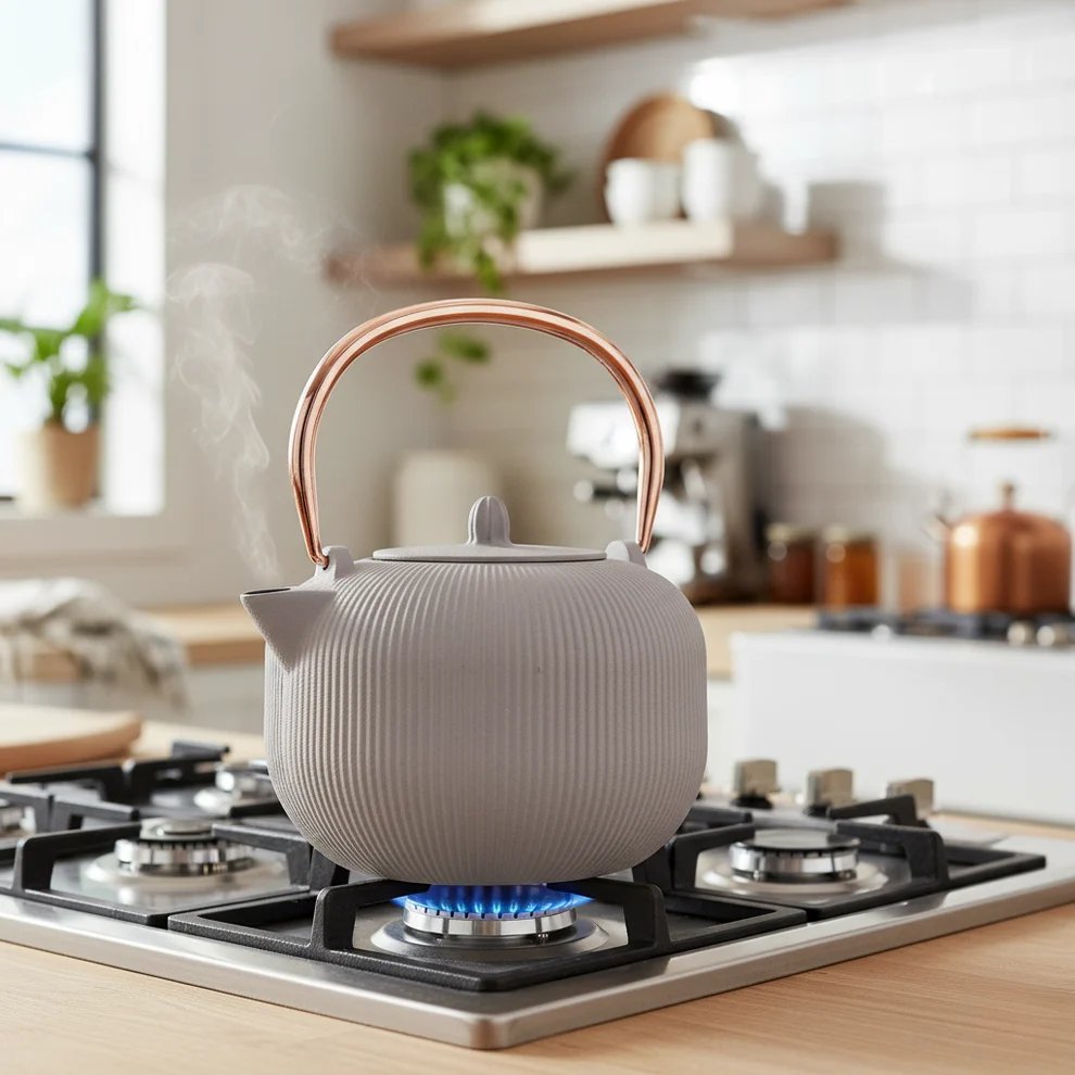 BerlingerHaus Teapot with Stainless Steel Filter - Cast Iron Matte Taupe - 1 Liter