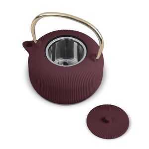BerlingerHaus Teapot with Stainless Steel Filter - Cast Iron Matte Bordeaux - 1 Liter