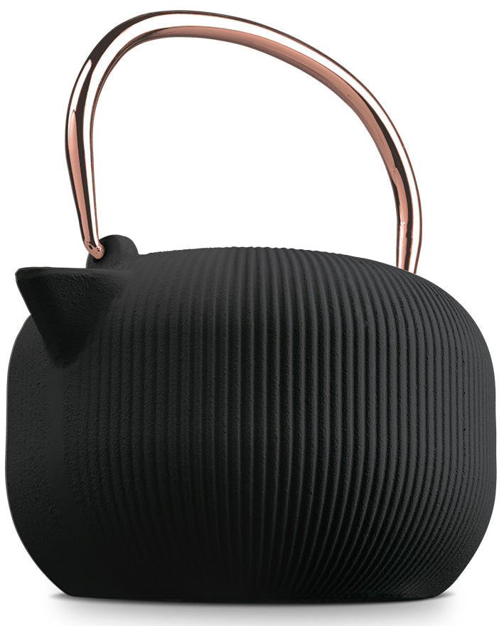BerlingerHaus Teapot with Stainless Steel Filter - Cast Iron Black Rose Gold - 1 Liter