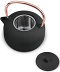 BerlingerHaus Teapot with Stainless Steel Filter - Cast Iron Black Rose Gold - 1 Liter