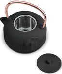 BerlingerHaus Teapot with Stainless Steel Filter - Cast Iron Black Rose Gold - 1 Liter