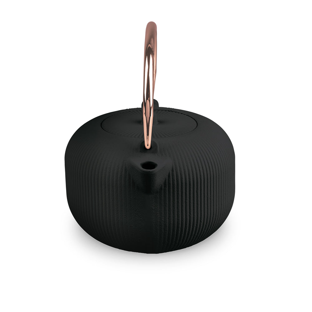 BerlingerHaus Teapot with Stainless Steel Filter - Cast Iron Black Rose Gold - 1 Liter