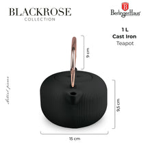 BerlingerHaus Teapot with Stainless Steel Filter - Cast Iron Black Rose Gold - 1 Liter