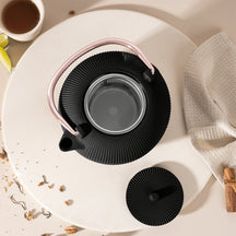 BerlingerHaus Teapot with Stainless Steel Filter - Cast Iron Black Rose Gold - 1 Liter
