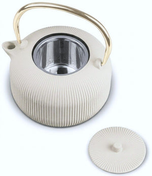 BerlingerHaus Tetera con Filtro de Acero Inoxidable - Hierro Fundido Mate Crema - 1 Litro