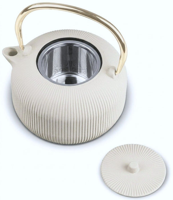 BerlingerHaus Tetera con Filtro de Acero Inoxidable - Hierro Fundido Mate Crema - 1 Litro