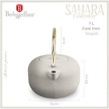 BerlingerHaus Teapot with Stainless Steel Filter - Cast Iron Matte Cream - 1 Liter