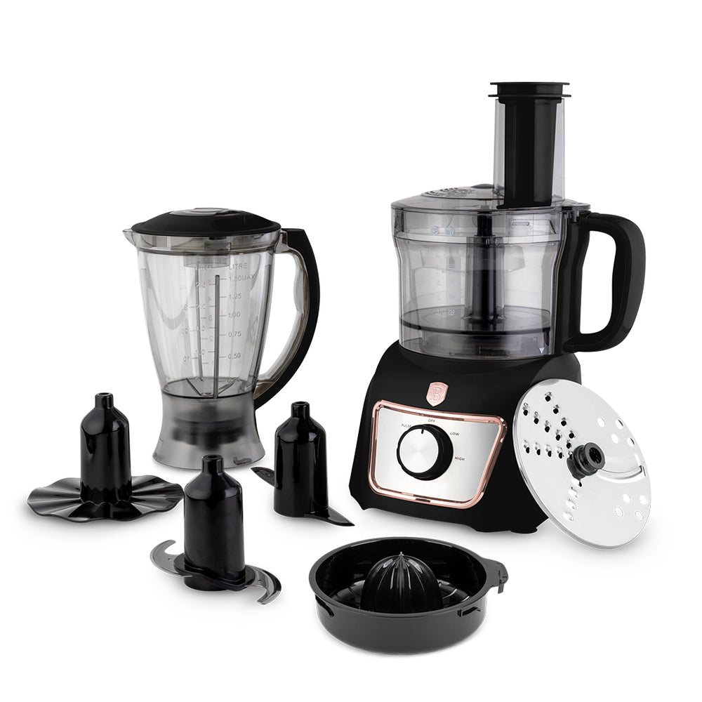 BerlingerHaus Food Processor / Food Chopper 8-in-1 Black Rose Gold - 500W