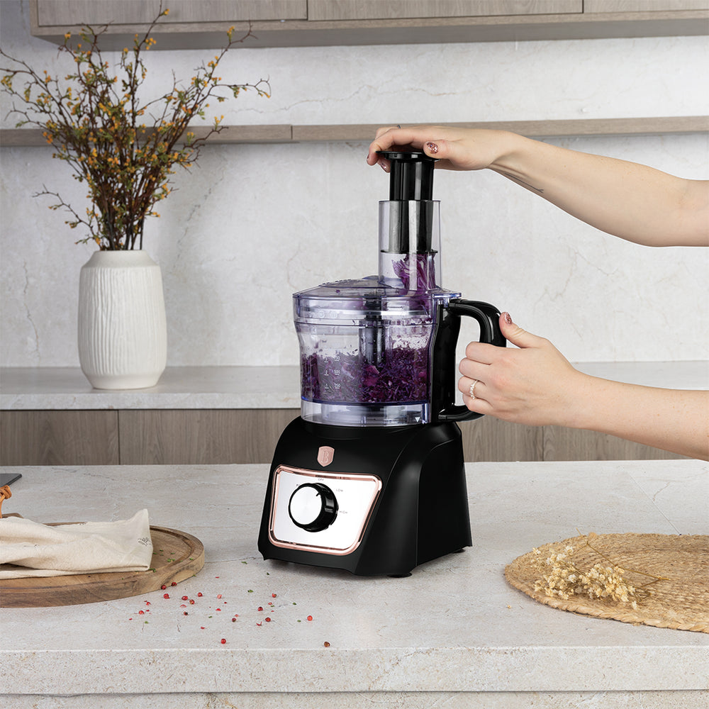 BerlingerHaus Food Processor / Food Chopper 8-in-1 Black Rose Gold - 500W