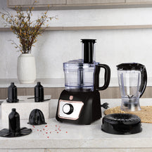 BerlingerHaus Food Processor / Food Chopper 8-in-1 Black Rose Gold - 500W