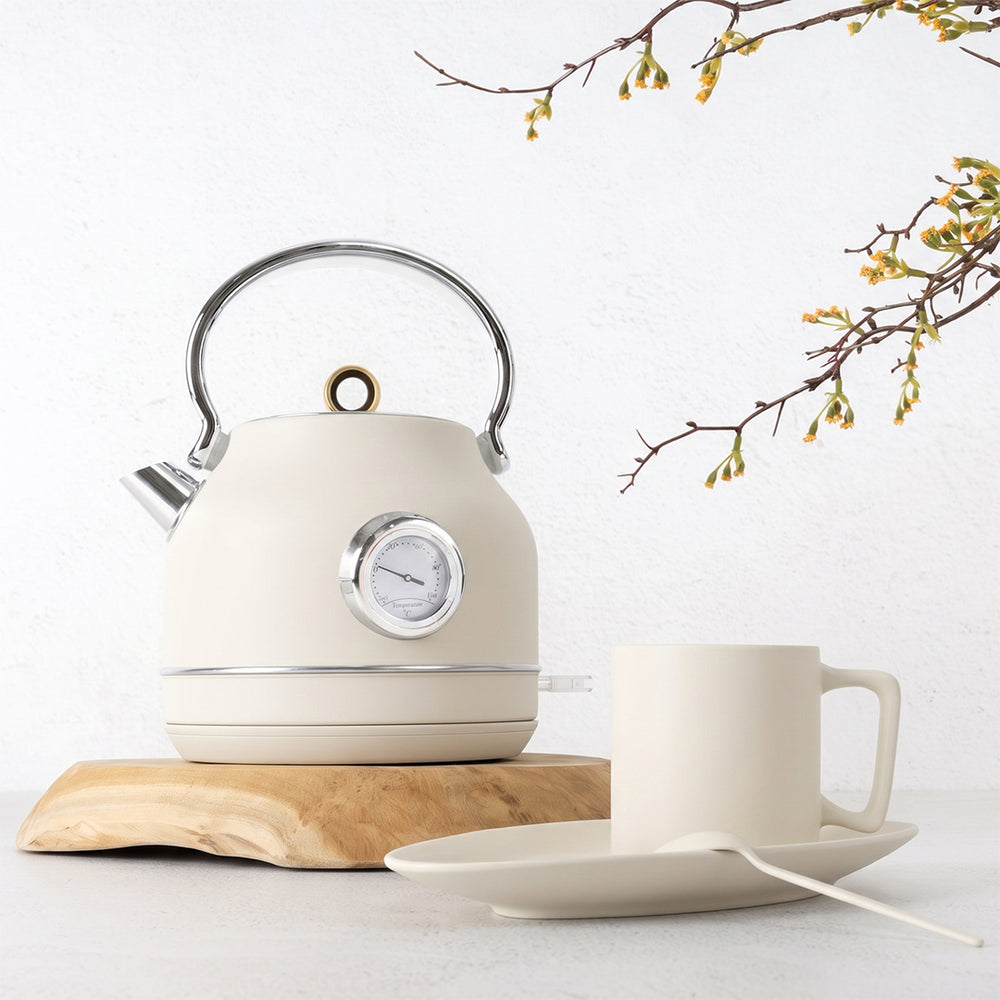 BerlingerHaus Hervidor de Agua Mate Crema - con Termómetro - 1.7 Litros - 2200W
