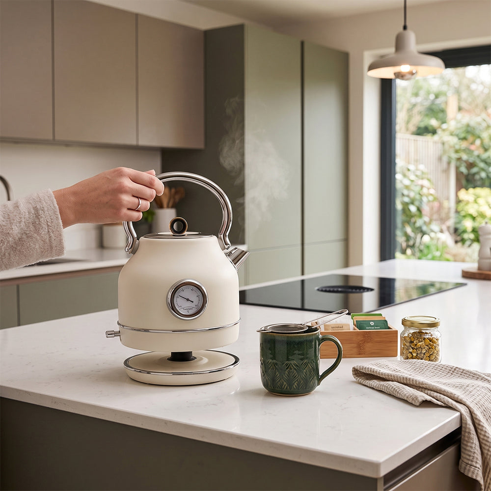 BerlingerHaus Hervidor de Agua Mate Crema - con Termómetro - 1.7 Litros - 2200W