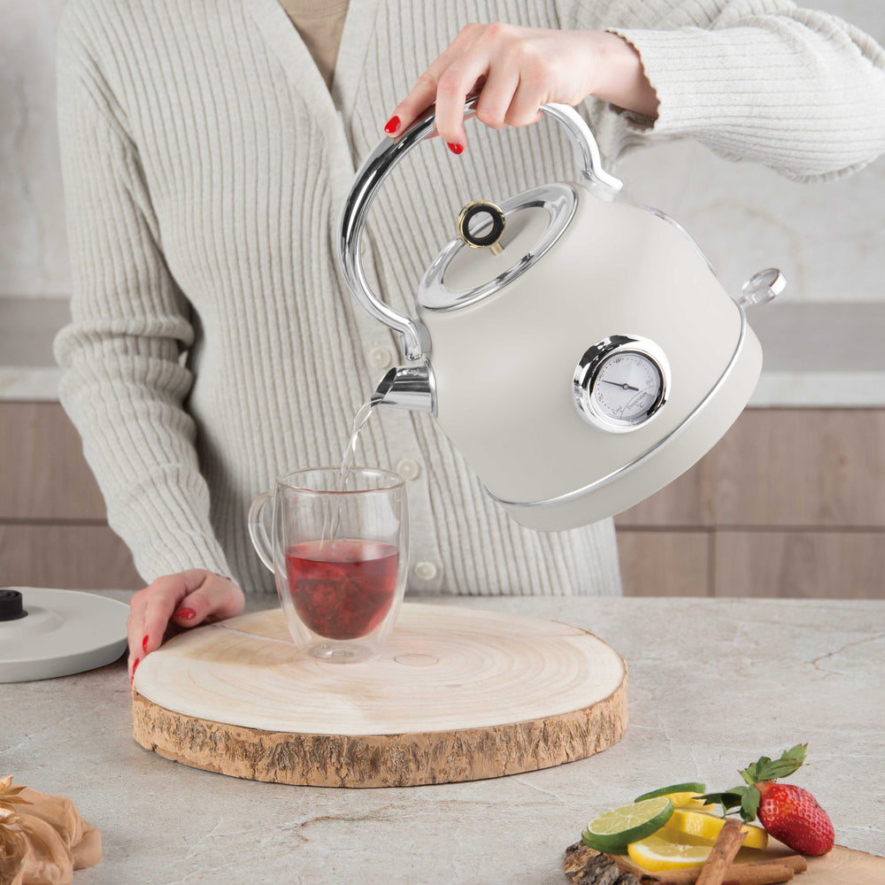 BerlingerHaus Hervidor de Agua Mate Crema - con Termómetro - 1.7 Litros - 2200W