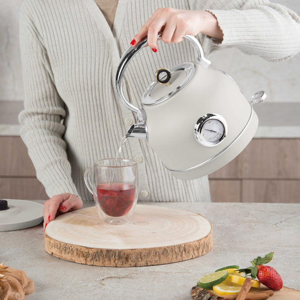 BerlingerHaus Electric Kettle Matte Cream - with Thermometer - 1.7 Liter - 2200W