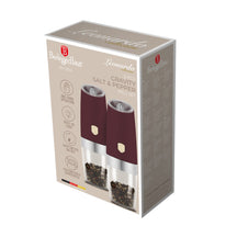 BerlingerHaus Electric Pepper and Salt Mill Set Gravity Matte Bordeaux - Ceramic Mill - 2-Piece