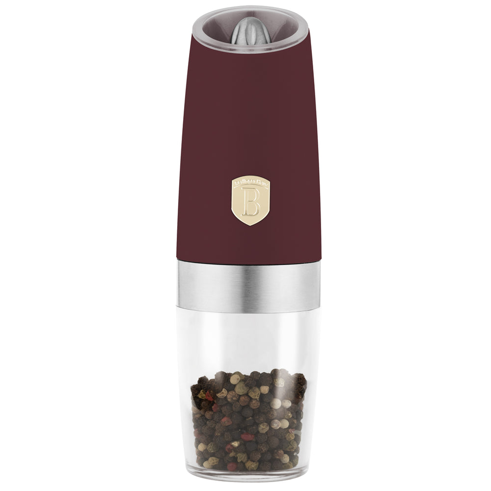 BerlingerHaus Electric Pepper and Salt Mill Set Gravity Matte Bordeaux - Ceramic Mill - 2-Piece