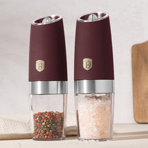 BerlingerHaus Electric Pepper and Salt Mill Set Gravity Matte Bordeaux - Ceramic Mill - 2-Piece