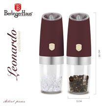 BerlingerHaus Electric Pepper and Salt Mill Set Gravity Matte Bordeaux - Ceramic Mill - 2-Piece
