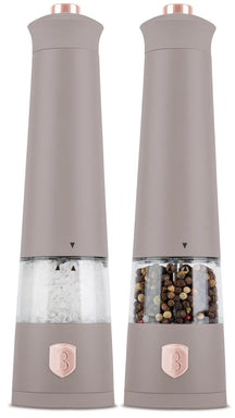 BerlingerHaus Electric Pepper and Salt Mill Set Taupe - Ceramic Mill - 2-Piece