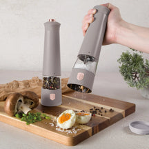 BerlingerHaus Electric Pepper and Salt Mill Set Taupe - Ceramic Mill - 2-Piece