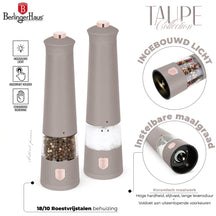 BerlingerHaus Electric Pepper and Salt Mill Set Taupe - Ceramic Mill - 2-Piece