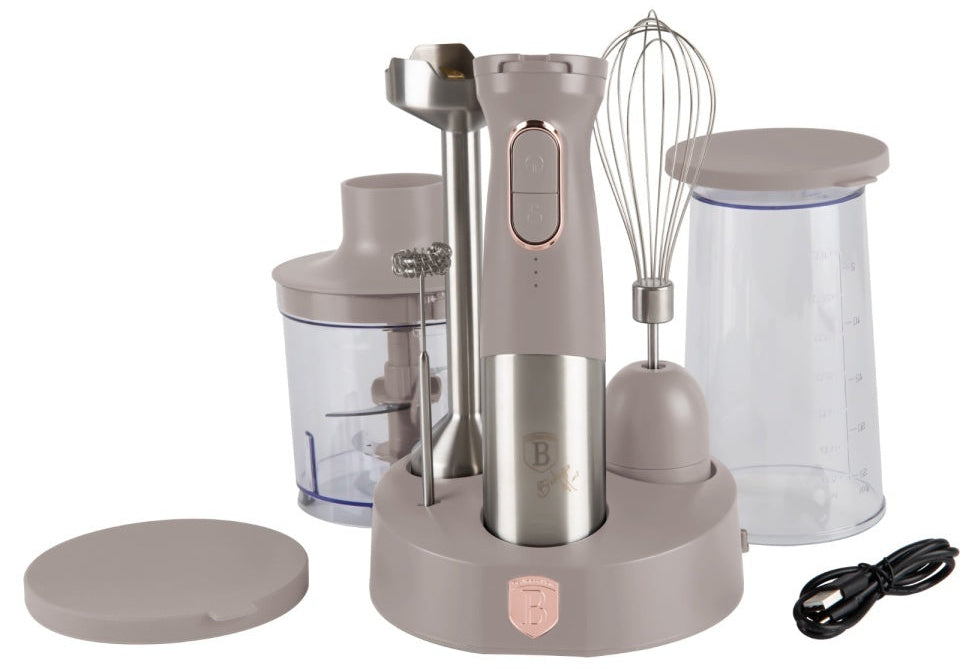 BerlingerHaus Batidora de Mano Inalámbrica Taupe – 6-en-1 – 800 W