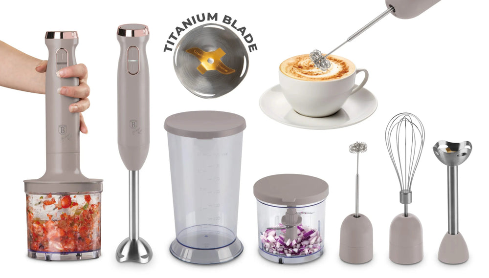 BerlingerHaus Immersion Blender Set Matte Taupe – 6-in-1 – 800 W