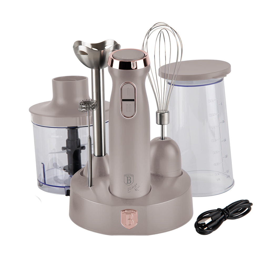 BerlingerHaus Immersion Blender Set Matte Taupe – 6-in-1 – 800 W