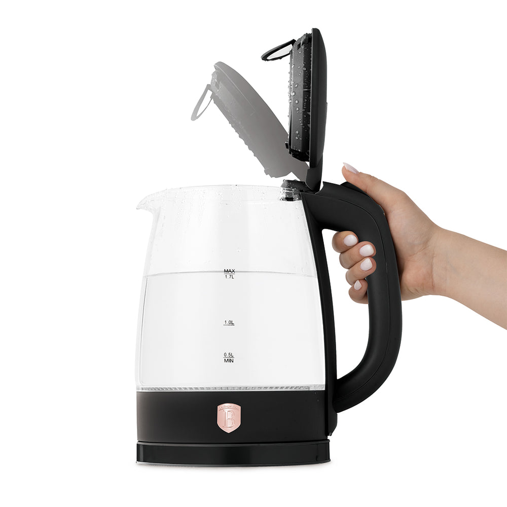 BerlingerHaus Hervidor de Agua de Vidrio Negro Roségold - 1.7 Litros - 2200W
