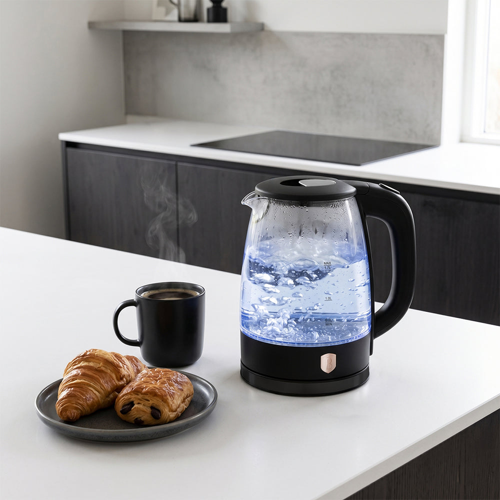 BerlingerHaus Hervidor de Agua de Vidrio Negro Roségold - 1.7 Litros - 2200W
