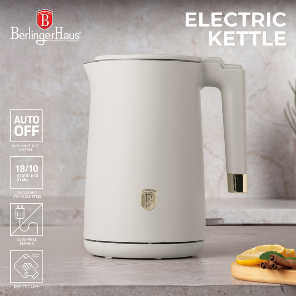 BerlingerHaus Electric Kettle Double-Walled Matte Cream - 1.7 Liter - 1800W