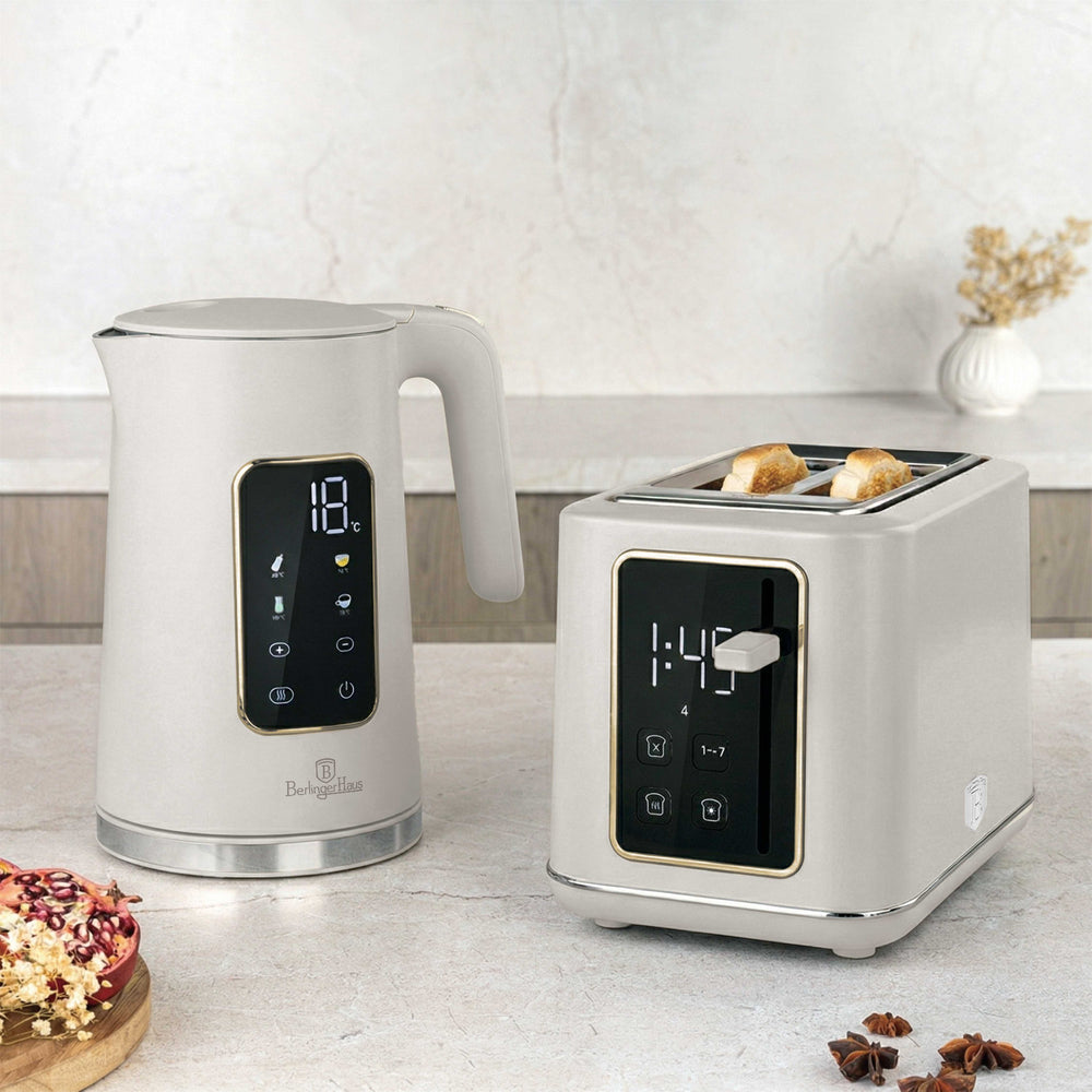 BerlingerHaus Digital Toaster Matte Cream - 2 Slots - 870W