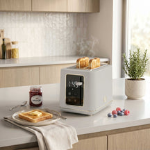 BerlingerHaus Digital Toaster Matte Cream - 2 Slots - 870W