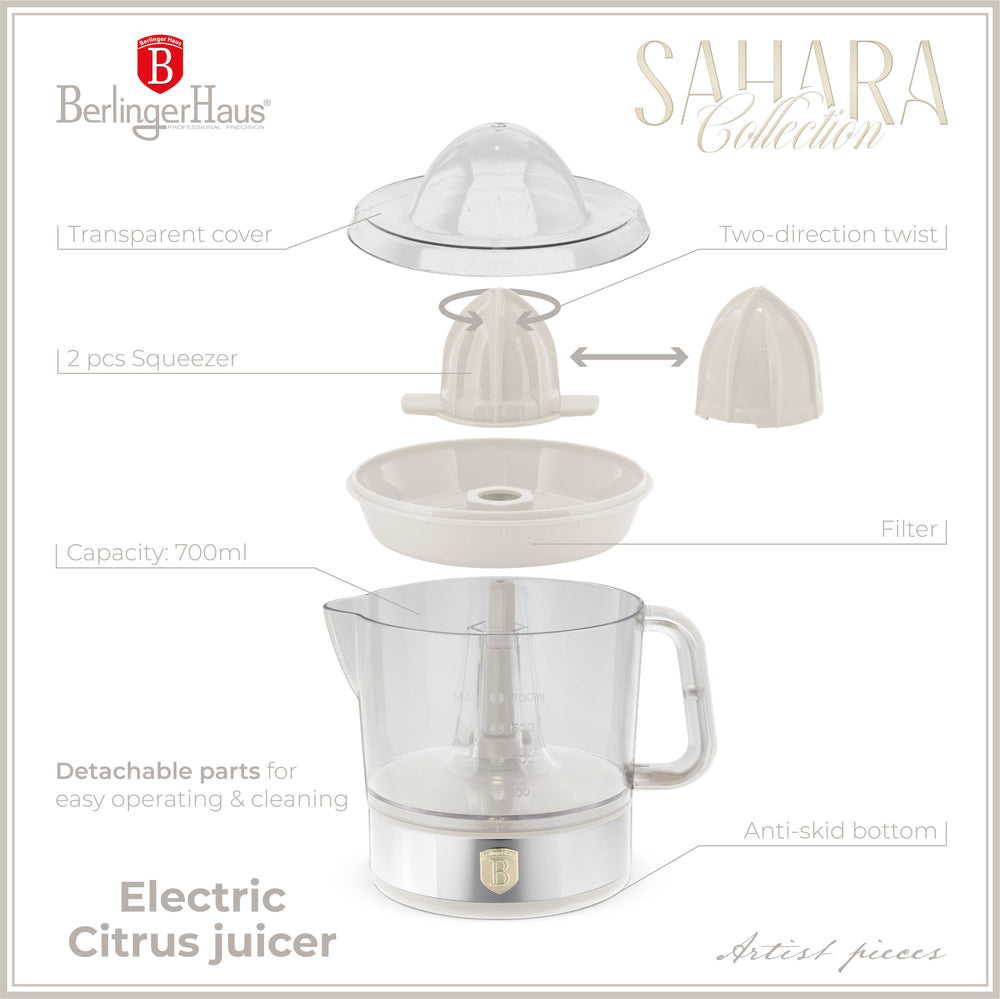 BerlingerHaus Electric Citrus Juicer / Orange Juicer Matte Cream - 0.7 L - 40 W