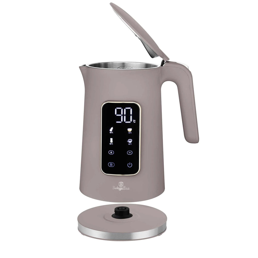 BerlingerHaus Hervidor Digital Taupe - Ajuste de Temperatura - 1.7 Litros - 2200W