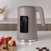 BerlingerHaus Hervidor Digital Taupe - Ajuste de Temperatura - 1.7 Litros - 2200W
